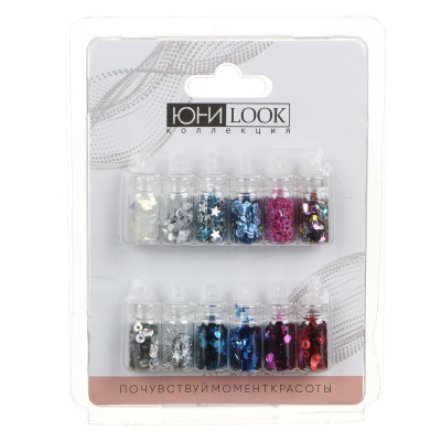 ЮНИLOOK Декор для дизайна ногтей в баночках "Фигурки", 12шт, микс дизайнов