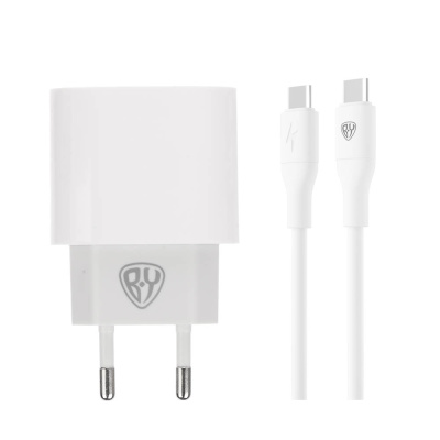 Сетевое зарядное устройство с кабелем BY Ньютон 20Вт,USB-C PD,каб С-С,3А,100см,110-240В,белый