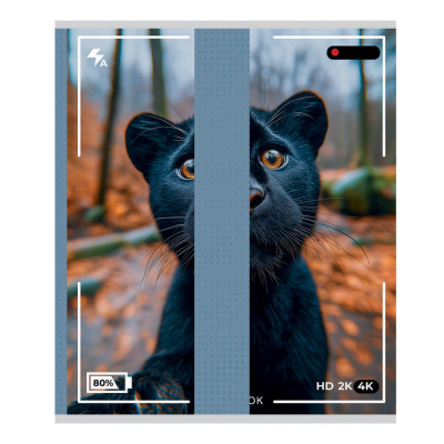 Тетрадь 48 л., А5, в клетку, БЕЛЫЕ ЛИСТЫ, обложка картон, скрепка, ВД-лак