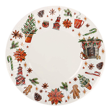 Набор бумажных тарелок Новогоднее настроение, 6 шт d=180 мм