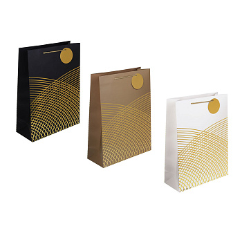 Пакет тм Fntastic подарочный, с шильдиком, 40x30x12см, тиснение, бумага, арт.15, 3 дизайна