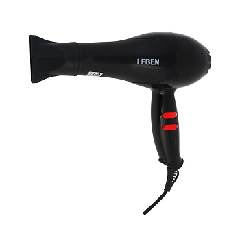 LEBEN Фен для волос, 900 Вт, 2 скорости, 2 темп.реж., черный, концентратор