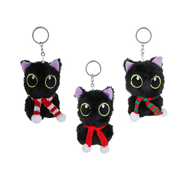 ИГРОЛЕНД Игрушка мягкая "Котик черный" 10 см, на подвесе, полиэстер, 3 вида