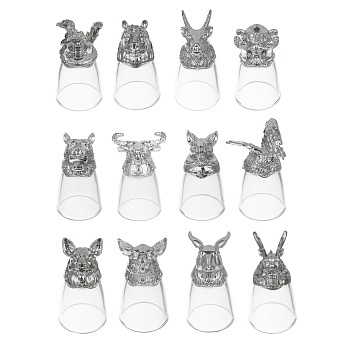 Набор стопок стеклянных Знаки зодиака 12пр, серебро