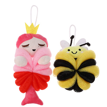 ЮL Мочалка банная для тела, полиэтилен, полиэстер, 50гр, 2 дизайна, МС24-04