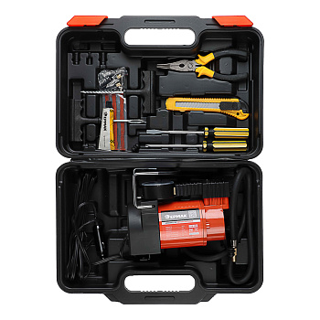 ЕРМАК Набор 12 предметов с компрессором "Торнадо" АС-580, 45 л/мин, 150Вт