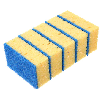 Губки для мытья посуды тм VETTA, 5 шт, 10,7x6,5x3,5 см, коралл, цвет желтый