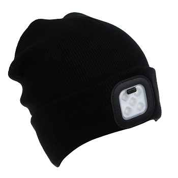 AZOR FISHING Шапка акрил с фонарем налобным, 22,5х19 см, LED, 3 режима, 400лм, 200 мАч, USB