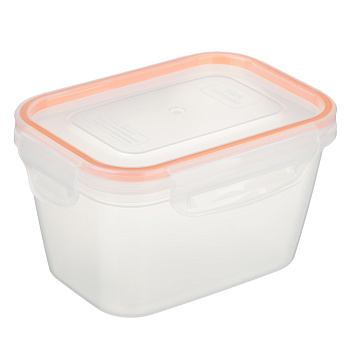 Контейнер пищевой герметичный с защелками 0,77л, прямоугольный конусный, пластик