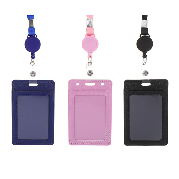 Чехол для пропуска тм ЮL двусторонний на ленте с ретрактором, ПВХ, металл, 10,7х6,7см, 3 цвета