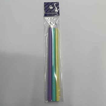 Карандаши чернографитные ClipStudio 3 шт, без ластика, HB, пластик, трехгранный корпус, пастель