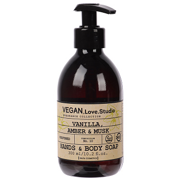Парфюмированное мыло для рук и тела VEGAN.Love.Studio Vanilla, Amber, Musk, 300мл