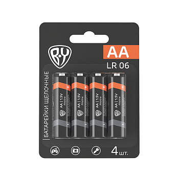 Батарейки AA BY (LR06) 4шт в блистере, щелочные 1.5V, высокой ёмкости