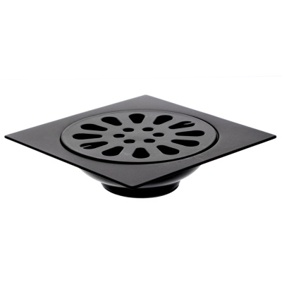 Трап 100х100 мм, вертикальный, с защит. от запахов, внеш/внутр d=40/37 мм, нержав. сталь, черный