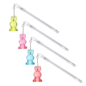 Ручка гелевая синяя, с подвеской - брелоком в форме прозрачного зайца, 4 цвета