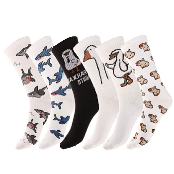 Носки с рисунками, GALANTE, р. 27-29, 80% хлопок, 17% полиамид, 3% эластан, цвета в ас-те