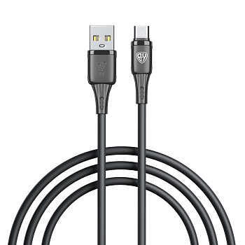 Кабель для зарядки USB(A)-microUSB BY Twist, 18Вт, 1 м, 3A, гибкий силикон, чёрный