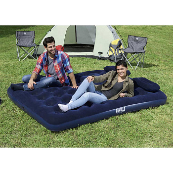 BESTWAY Матрас надувной широкий двуспальный (QUEEN), 2подушки и насос, 203x152x22см, до 300кг, 67374