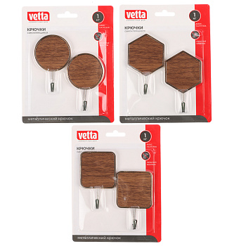 VETTA Крючки самоклеящиеся, "Дерево", 2 шт, пластик, металл