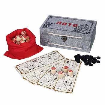 LDGames Лото в подарочной коробке 24х12,5х9см, МДФ, дерево, текстиль