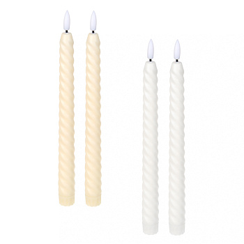 СНОУ БУМ Набор 2шт, светильник декор. LED в виде свечи, 25,5x2см, PP, 2хAAA, 1 режим, 2 дизайна