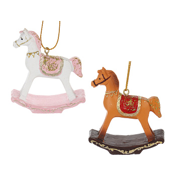 СНОУ БУМ Сувенир Лошадка качалка полистоун, 5,6x2,1x6,3 см, 2 вида