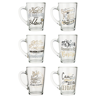 ОСЗ Кружка стеклянная На позитиве, 300мл, 6 дизайнов