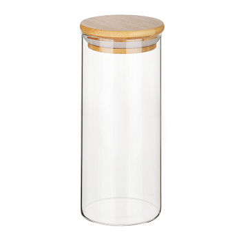 VETTA ЭКО Эллипс Банка для хранения 400мл, 15,5х6,5см, стекло, бамбук