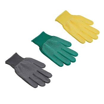 INBLOOM Набор нейлоновых перчаток с ПВХ покрытием, 3 пары, р.8, 20см, 18г, в ассортименте