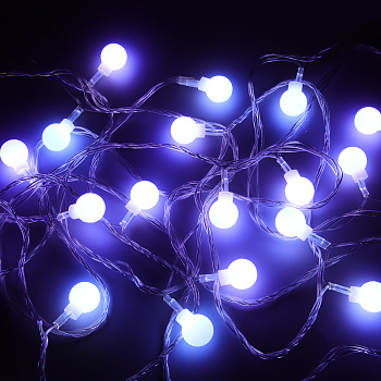 СНОУ БУМ Гирлянда эл. вьюн 15м, 60LED, шар 1,6см, белый, пост. свечение, ПВХ прозрачный, 220В
