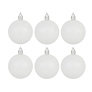 СНОУ БУМ Набор шаров 6шт 6см пластик, белый, 26-227