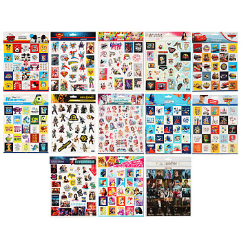 Наклейки пленочные большие 21х27,5см, в ассортименте