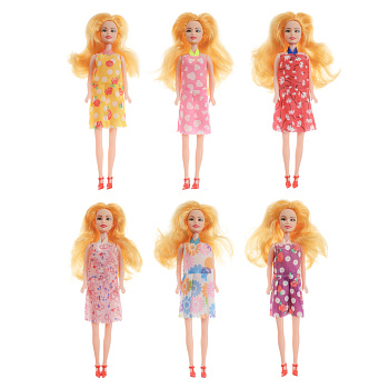 ИГРОЛЕНД Кукла в платье, 29 см, PP, PVC, 10,5х4х35,5 см, 6 дизайнов