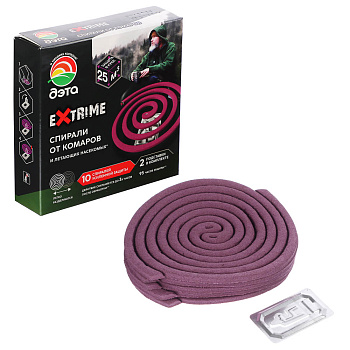 Спирали от комаров и летающих насекомых ДЭТА EXTRIME 10шт, + 2 подставки
