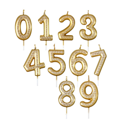 Свеча для торта - цифра тм Fntastic , 5,8 см, цвет золото с узором, парафин, пластик, (0-9)