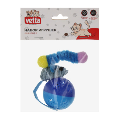 Набор игрушек для кошек тм VETTA (мышь, пружинка, шарик), 3шт