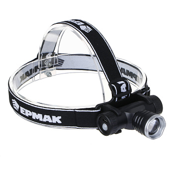 ЕРМАК Фонарь налобный, CREE XPE LED, 4 режима, 1200мАч, 8,3х3,8х7,3см, USB кабель, пластик