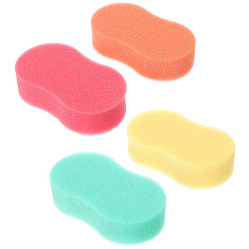 Губка для тела "Восьмёрка" тм ЮL, поролон, 14,7x8,2x3,7 см (+/-5мм), цвета микс