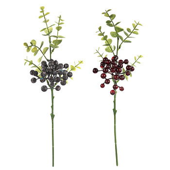 LADECOR Ветка с ягодами искусственная, 34 см, пластик, ткань