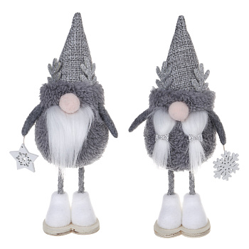 СНОУ БУМ Сувенир Гном 5x6x18 см, полиэстер, серый, 2 вида