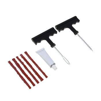 ЕРМАК Набор для ремонта бескамерных шин №2: клей, 5 жгутов, T-инструмент