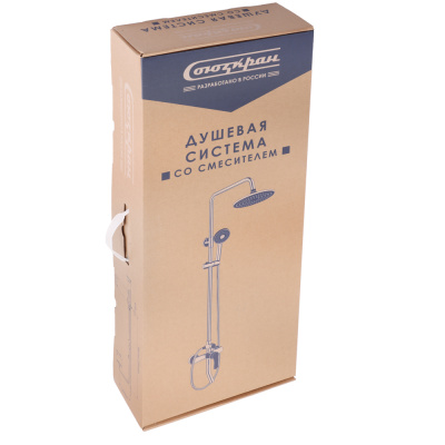 СоюзКран Душевая система со смесителем (кер. картридж 35мм, цинк), верхний душ 1 режим, ручной 3 реж