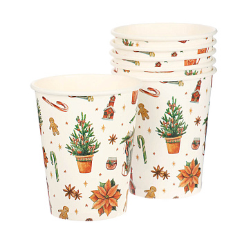 Набор бумажных стаканов Новогоднее настроение, 6 шт*250 мл