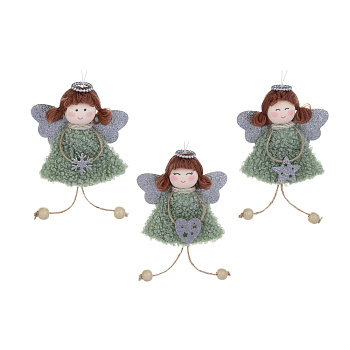 СНОУ БУМ Сувенир елочный Ангелочек 15 см, полиэстер, св-зел, 3 вида