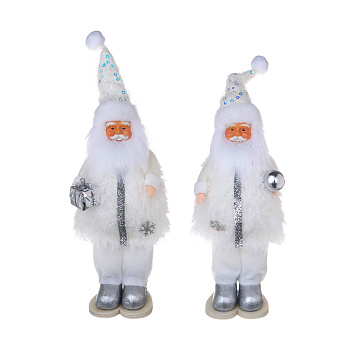 СНОУ БУМ Сувенир Санта 10x7x26 см, полиэстер, белый, 2 вида