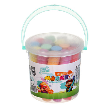 Мелки для рисования на асфальте «Русские Супергерои», BY, цветные в ведерке, 16 шт, мел, 9х9см