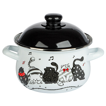 VETTA Хвостатые друзья Кастрюля эмалированная, 18см, 2,0л, индукция