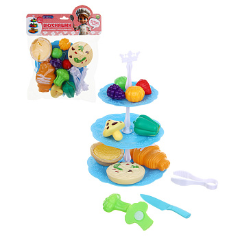 ИГРОЛЕНД Продукты на подставке "Вкусняшки", с аксессуарами в пакете, PP, PVC,21х26 см, 3 диз