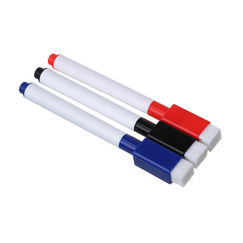 Набор маркеров для белых досок ClipStudio 3 цвета, с губкой и магнитом, пакет с европодвесом