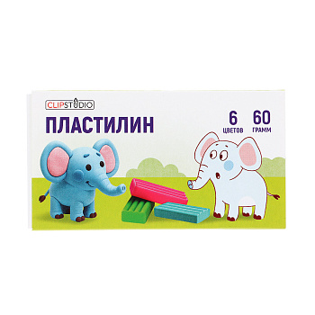Пластилин 6цв. ClipStudio 60 грамм, в картонном выдвижном пенале
